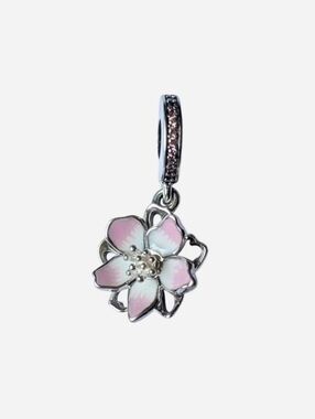 Authentic Pandora Bead Charm Sterling Silver Cherry Blossom Dangle Flower 925
